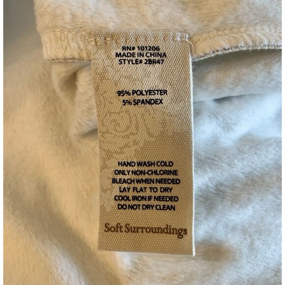 Soft Surroundings Floral Half Zip Long Sleeve Velvet Tunic Popover Top Large - Picture 7 of 8